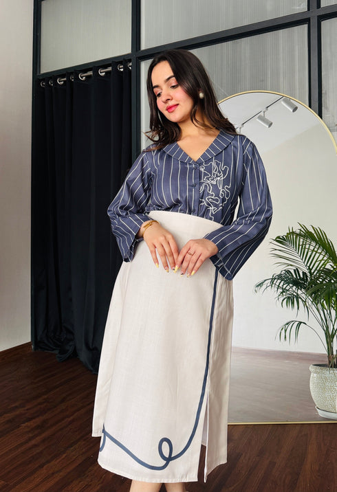 Chalk & Charcoal Formal Skirt Set