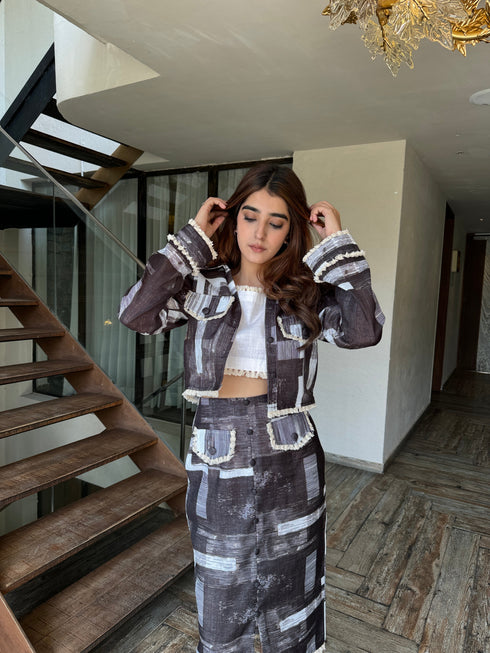 Statement Black Skirt Set