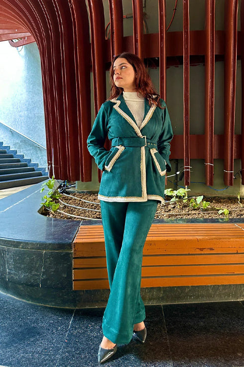 Green Formal Suede Winter Coord