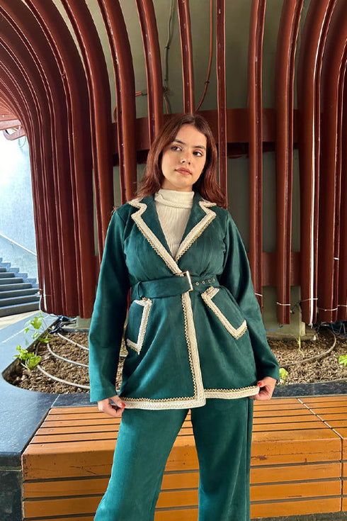 Green Formal Suede Winter Coord
