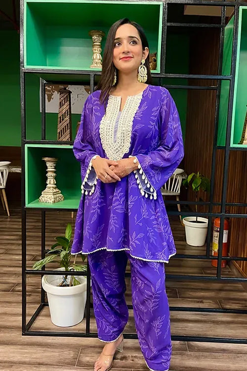 Ahira Purple Pearls Festive Kurta Set