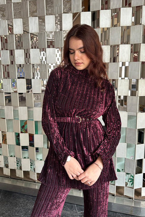 Bold Crushed Velvet Winter Coord Set