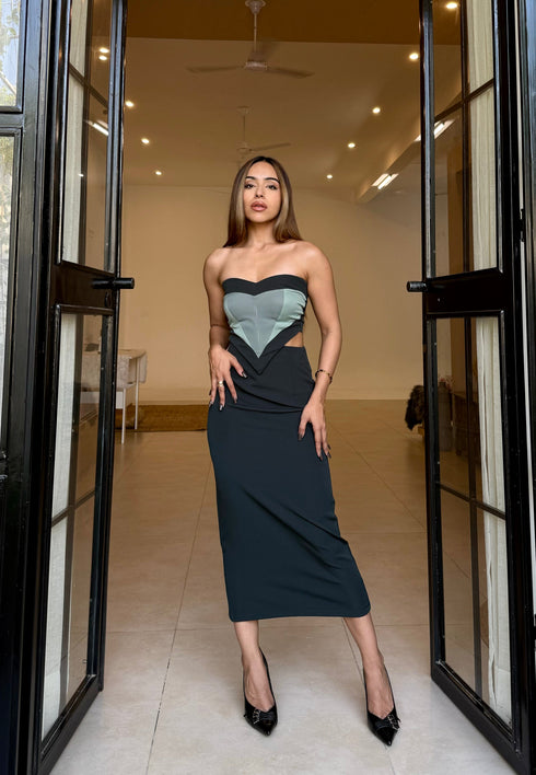 Shades Of Green Formal Skirt Set