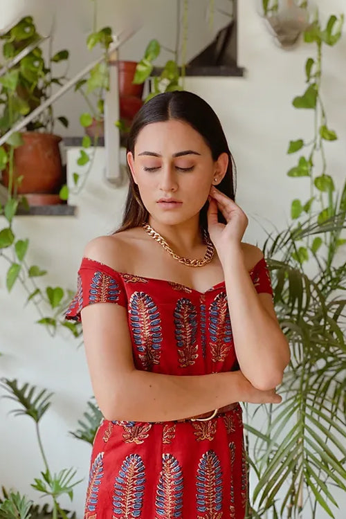 Bella Red Midi Dress