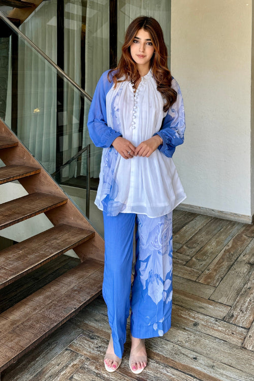 White Blue Summer Coord