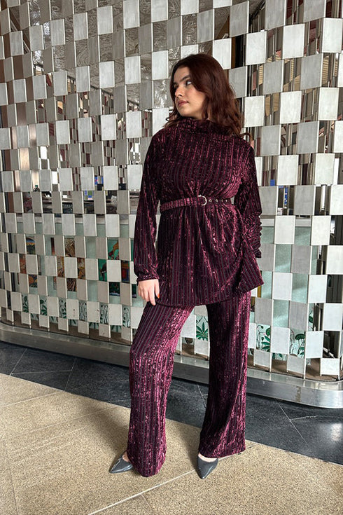 Bold Crushed Velvet Winter Coord Set