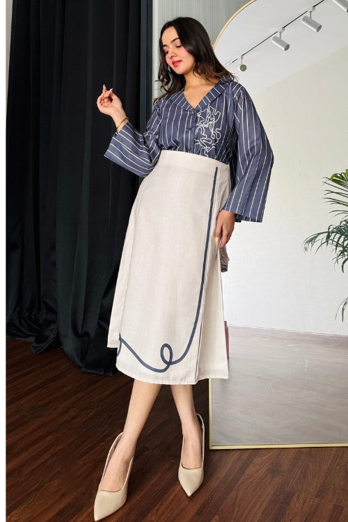 Chalk & Charcoal Formal Skirt Set