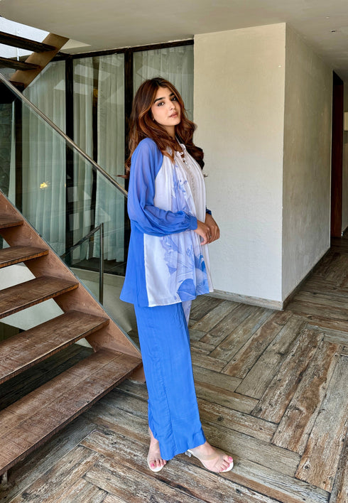 White Blue Summer Coord