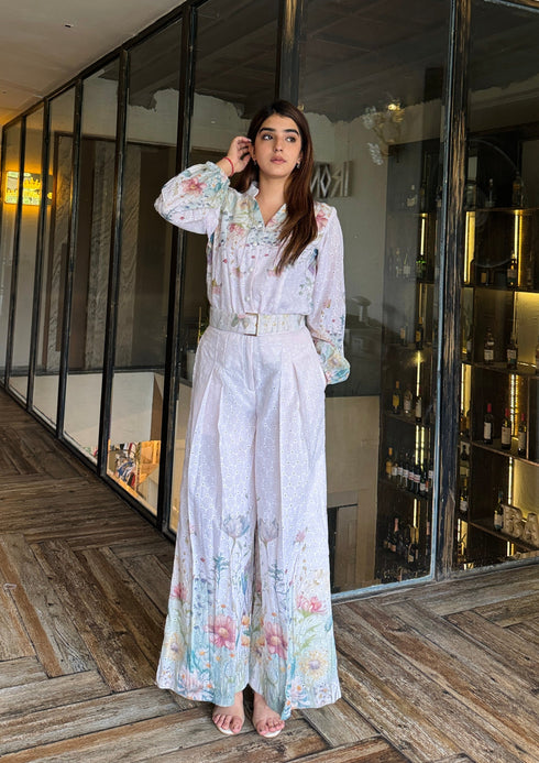 Sunny White Schiffi Coord Set