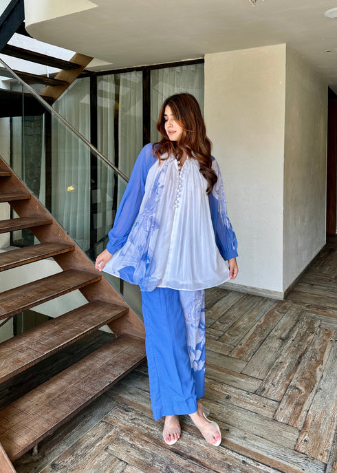 White Blue Summer Coord