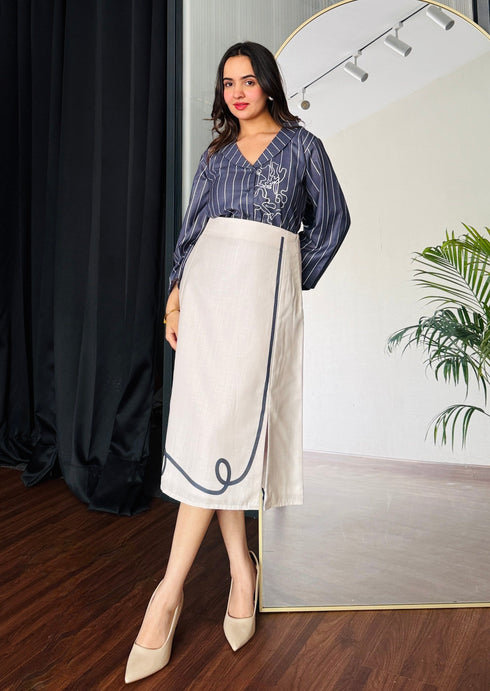 Chalk & Charcoal Formal Skirt Set