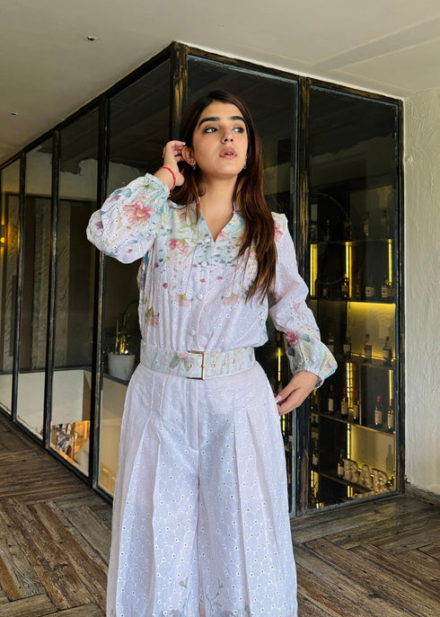 Sunny White Schiffi Coord Set