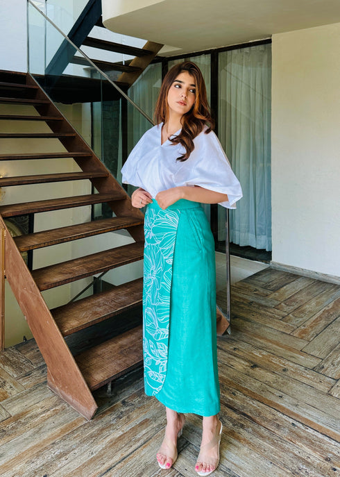 Statement Green Overlap Skirt