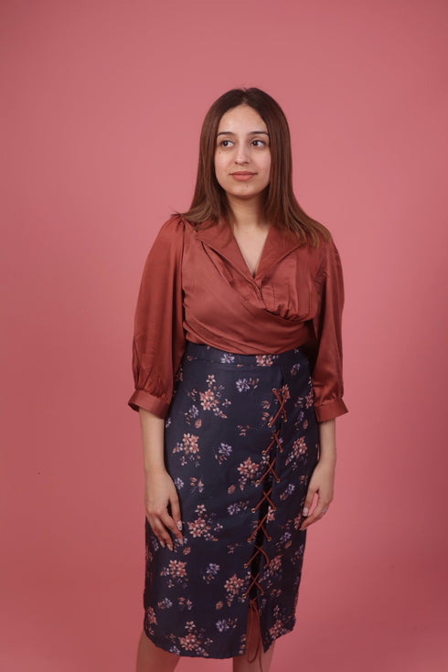 Emily Blue Print Skirt Set