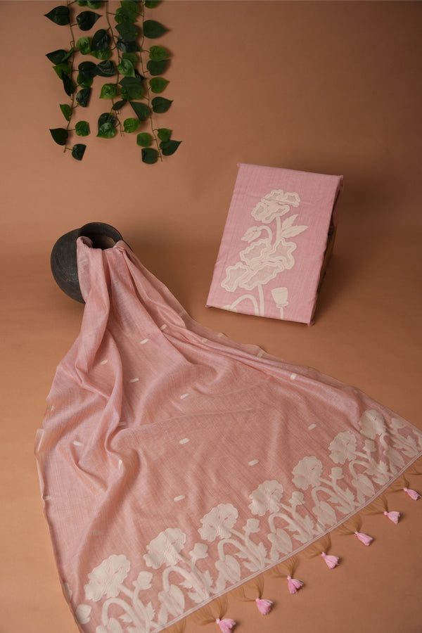 Classic Cloth Pink Cotton Unstitched Suit Set