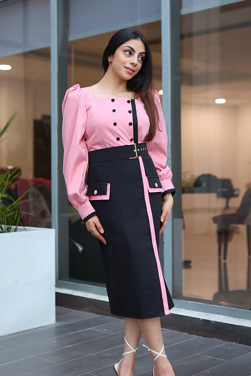 Classy Two Tone Skirt Set